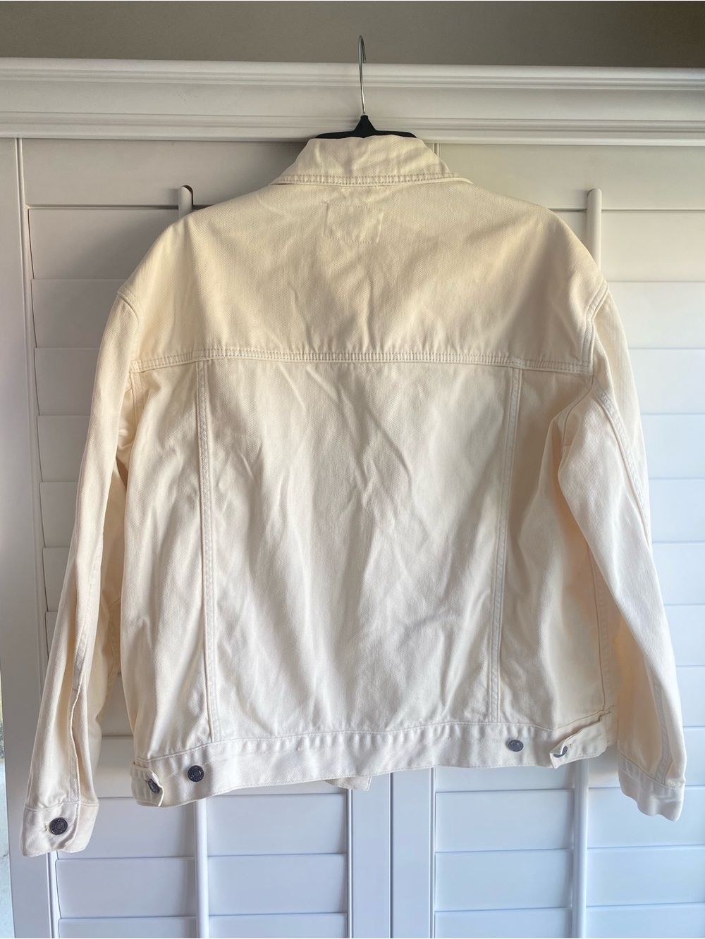We The Free Free People Cream Denim Medium Oversized Trucker Jacket - Picture 4 of 9